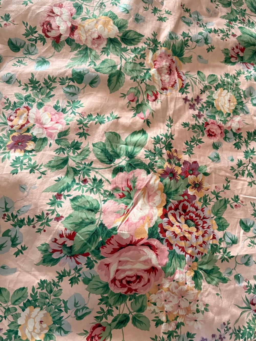 Vintage Jay Yang Shabby Floral Polished Chintz Cabbages Fabric 8 Yds Roses - Picture 2 of 8